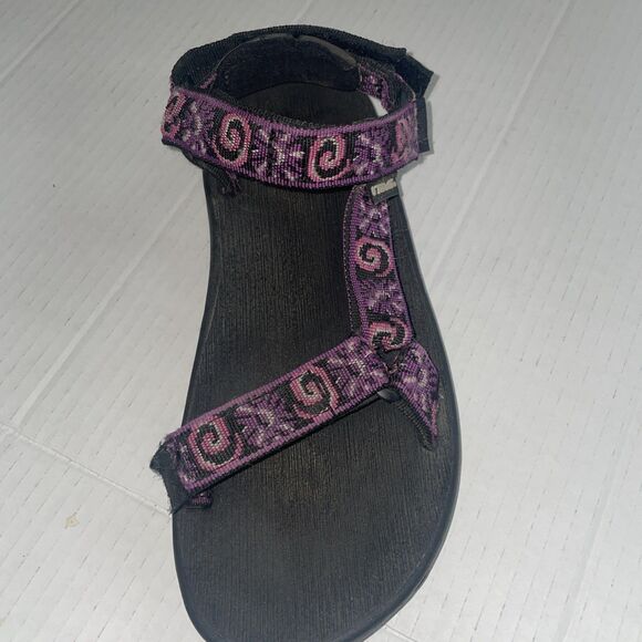 Teva Sandals Womens Size 6  Black Purple Strappy Walking Hook Loop Hiking Casual - Picture 6 of 15